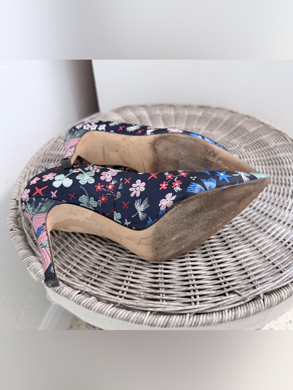 Sam Edelman Navy Floral Pointed Toe Heels - Picture 4 of 4